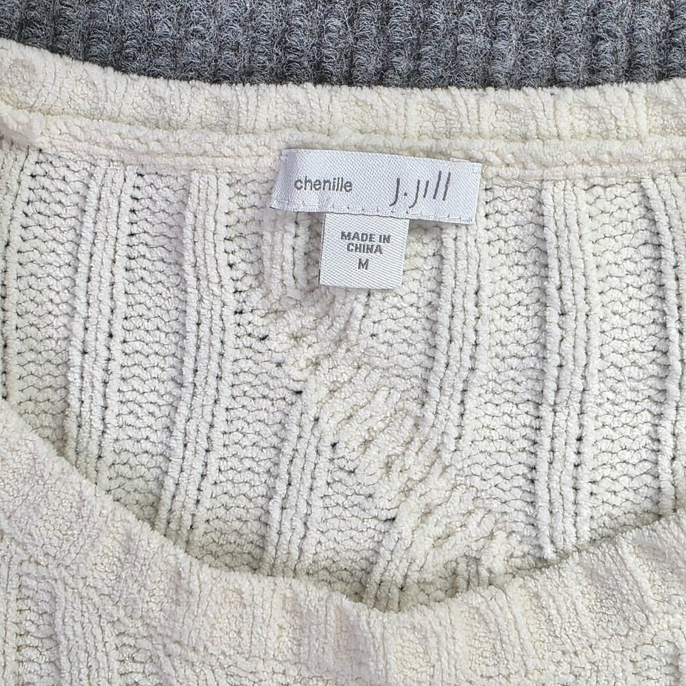J JILL Sweater Womens M Ivory White Chenille Pullover Textured Knit Tunic Office - Picture 4 of 12